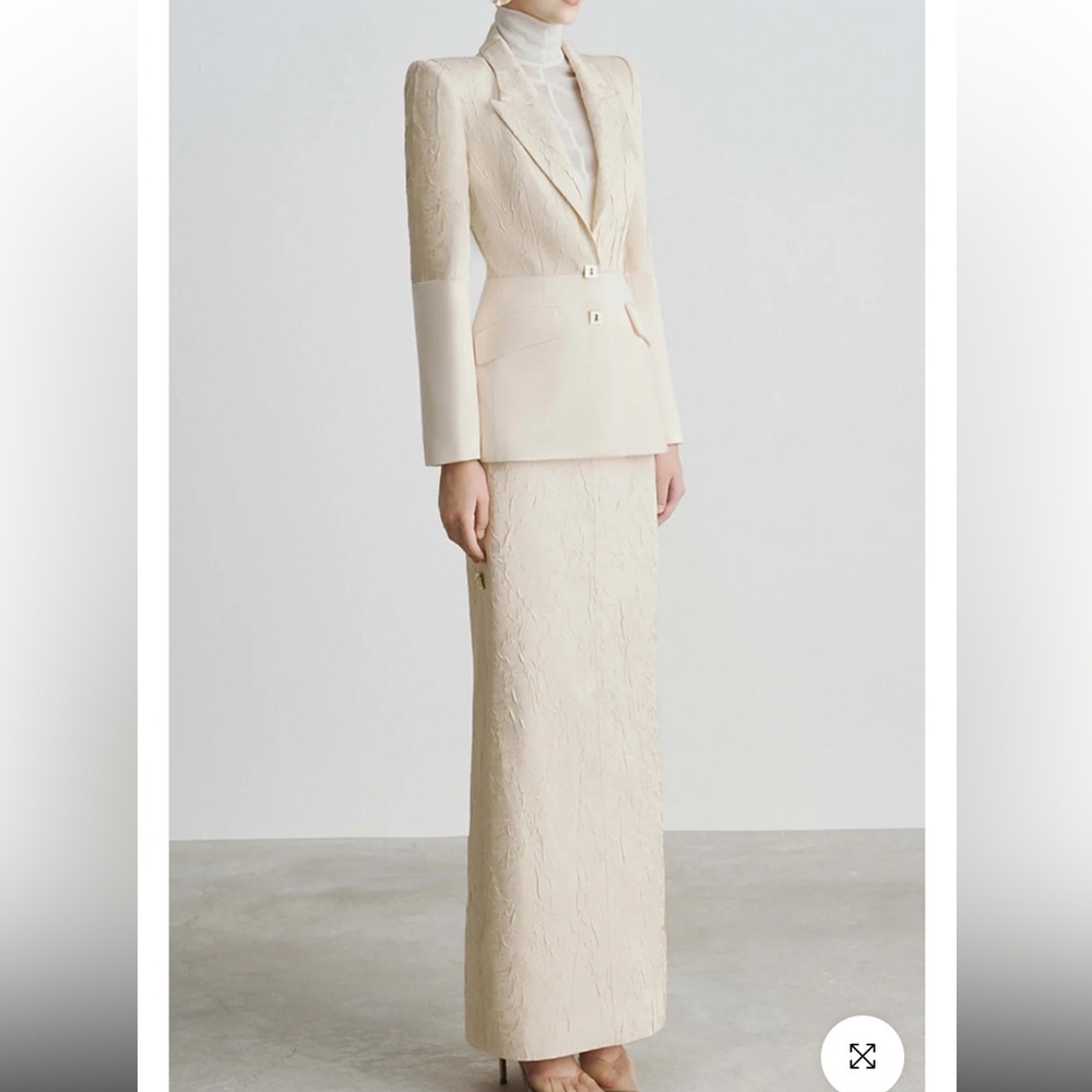 Elegant Cream Blazer &  Skirt